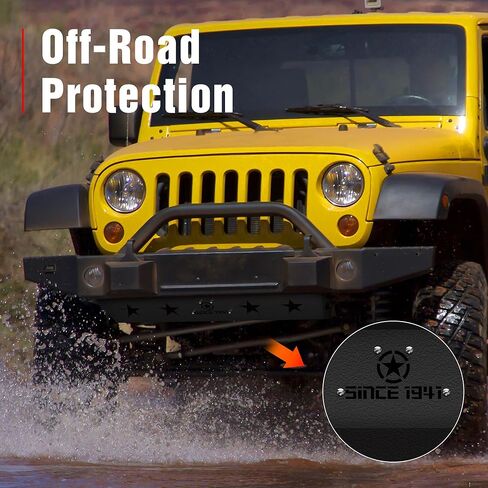 for Wrangler JK Front Skid Plate Lower Guard Compatible with 2007-2018 Jeep Wrangler JK JKU Unlimited (Not Fits Original Factory Bumpers), Carbon Steel Bumper Cover Engine Protection Protector in Kuwait