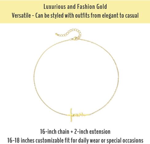 SAM & LORI Faith Cross Necklace for Women-Adjustable-Waterproof-Spiritual Jewelry for Daily-wear/Gifts for Her in Kuwait