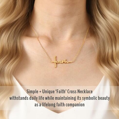 SAM & LORI Faith Cross Necklace for Women-Adjustable-Waterproof-Spiritual Jewelry for Daily-wear/Gifts for Her in Kuwait