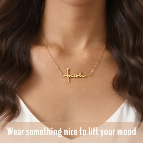 SAM & LORI Faith Cross Necklace for Women-Adjustable-Waterproof-Spiritual Jewelry for Daily-wear/Gifts for Her in Kuwait