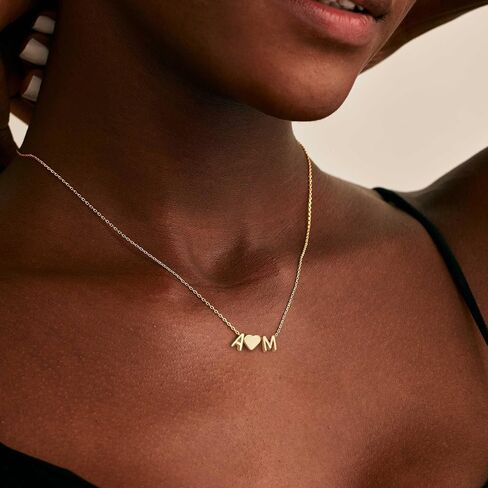 Turandoss Heart Necklace الأولي للنساء الفتيات في سن المراهقة ، و 14 كيلو الذهب مطلي بالولاية A-Z قلادة أولية مع القلب ، هدايا عيد ميلاد المجوهرات المخصصة للنساء أمي أمي in Kuwait