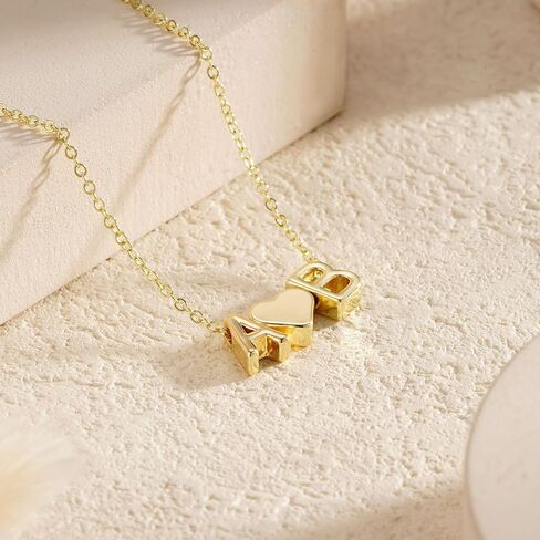 Turandoss Heart Necklace الأولي للنساء الفتيات في سن المراهقة ، و 14 كيلو الذهب مطلي بالولاية A-Z قلادة أولية مع القلب ، هدايا عيد ميلاد المجوهرات المخصصة للنساء أمي أمي in Kuwait
