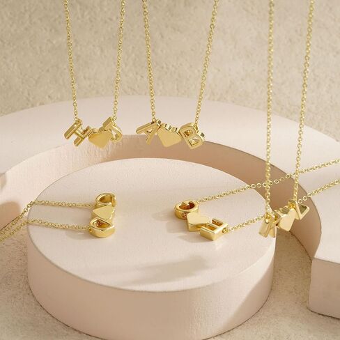 Turandoss Heart Necklace الأولي للنساء الفتيات في سن المراهقة ، و 14 كيلو الذهب مطلي بالولاية A-Z قلادة أولية مع القلب ، هدايا عيد ميلاد المجوهرات المخصصة للنساء أمي أمي in Kuwait