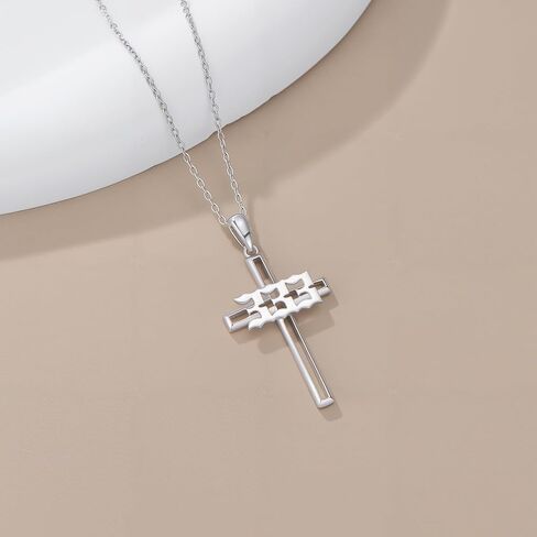 Proess Angel Number Necklace Sterling Silver Cross 111 222 333 444 Angel Number Number Humerology Hights for Women Men Men in Saudi Arabia