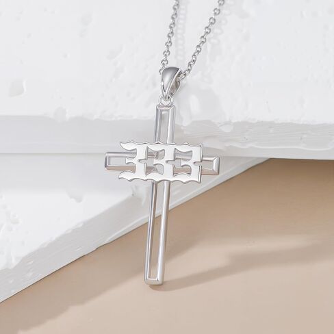 Proess Angel Number Necklace Sterling Silver Cross 111 222 333 444 Angel Number Number Humerology Hights for Women Men Men in Saudi Arabia