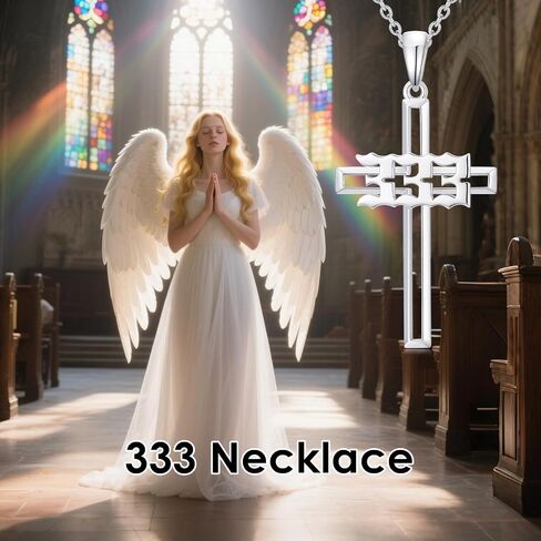 Proess Angel Number Necklace Sterling Silver Cross 111 222 333 444 Angel Number Number Humerology Hights for Women Men Men in Saudi Arabia