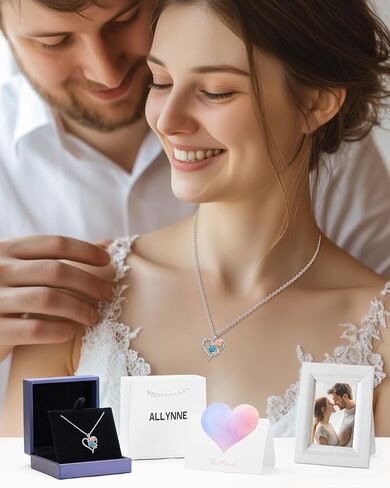 Rose Love Heart Pendant Necklaces for Women, Birthday or Mother's Day Gifts for Ladies, Silver Jewelry with Crystals, Anniversary for Wife Mom Girlfriend Her in Saudi Arabia