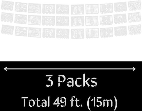مكسيكي 50 قدم / 15 مترًا (3 عبوات) زفاف بيكدو بيكادو لافتة (بلاستيك) زفاف بودا كاسادوس موضوع فييستا سينو دي مايو لافتات خارج البوب ​​المكسيكي بيكادو ديكور ديكورات in Kuwait