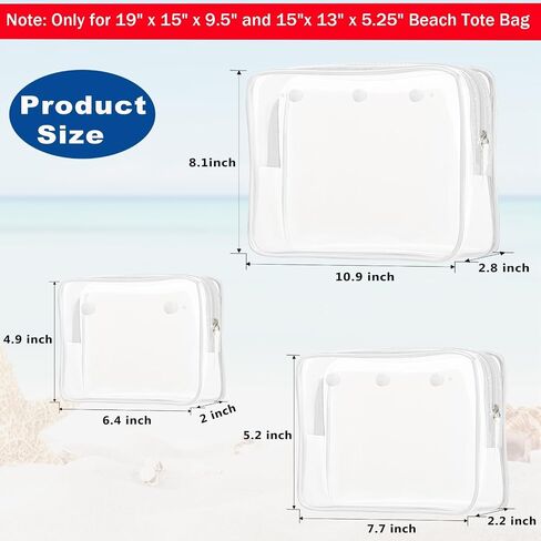 Clear Insert Bag Accessories for Beach Tote Bag, Clear Travel Storage Inner Pouch for Cosmetic, Toiletry & Makeup Brush Organizer Divider in Saudi Arabia