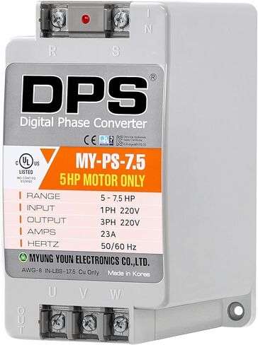 مرحلة DPS Sinlge إلى محول الطور 3 ، 7.5hp ، 23a ، الإدخال/الإخراج 200 فولت-240 فولت My-PS-7.5 نموذج المستخدم لمحرك 15A (3.7 كيلو وات) 15A ، يجب استخدام DPS لمحرك واحد فقط ، المدرجة في UL in Kuwait