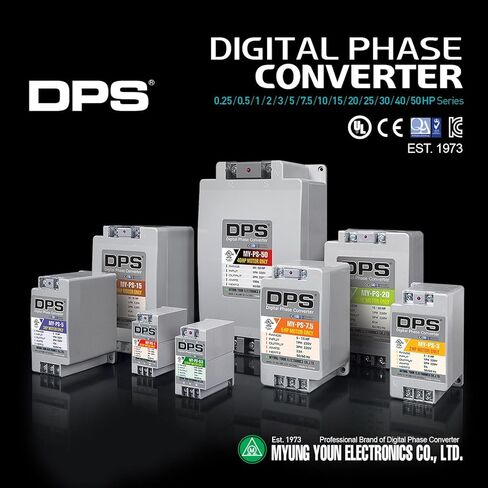 مرحلة DPS Sinlge إلى محول الطور 3 ، 7.5hp ، 23a ، الإدخال/الإخراج 200 فولت-240 فولت My-PS-7.5 نموذج المستخدم لمحرك 15A (3.7 كيلو وات) 15A ، يجب استخدام DPS لمحرك واحد فقط ، المدرجة في UL in Kuwait