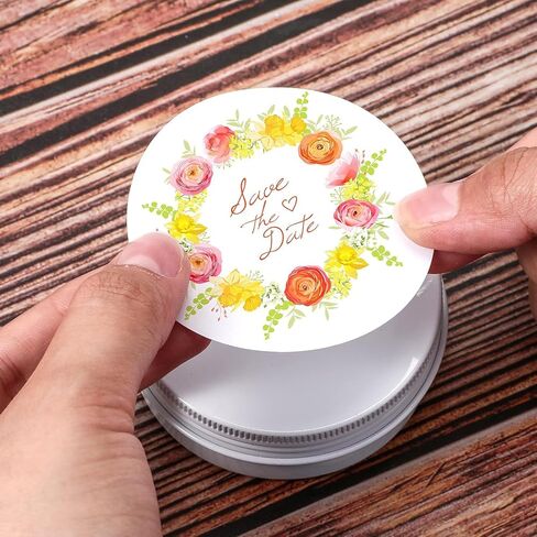 Patelai 2 Oz 120 PCS Metal Round Tins Aluminium Tin Tin Tins Salve Tins Withs with Screat Lid 20 Sheets Stices for Salve Spice Salms Balms Candles (White) in Kuwait