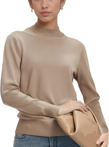 MessBebe Women's Mock Turtle Neck Sweater Slim Fit Long Sleeve Lightweight Knit Pullover Jumper Tops for Fall Winter in Saudi Arabia