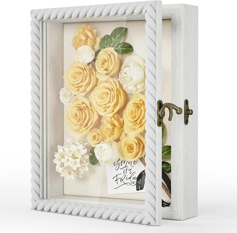 Alsonerbay Shadow Box Frame 11 x 14, Wood Shadow Box Display Case with Linen Back and Twist Shape Door, Pet Memorial Shadow Box for Memorabilia Picture Medals Bouquet (Black, 11x14) in Kuwait