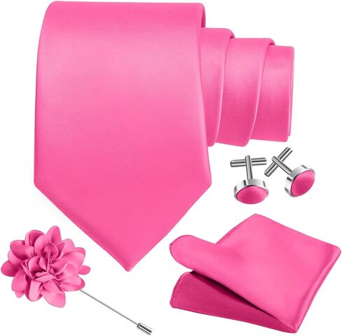 طقم ربطات عنق سادة للرجال مقاس 3.15 بوصة (8 سم) ربطة عنق ودبوس منديل منسوج وأزرار أكمام لحفلات الزفاف in Kuwait