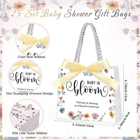 Spakon 25 Pack Bee Baby Shower Favors Favors Gift Facs Goodie Bass with Handles and Bow Ribbon for Baby Shower Gown in Saudi Arabia