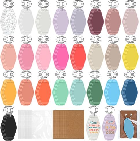 Nosiny 300 PCS فارغ موتيل مفتاح سلسلة 25 ألوان التسامي سلسلة مفاتيح الفندق تشمل 100 سلاسل مفتاح الفندق العتيق in Saudi Arabia