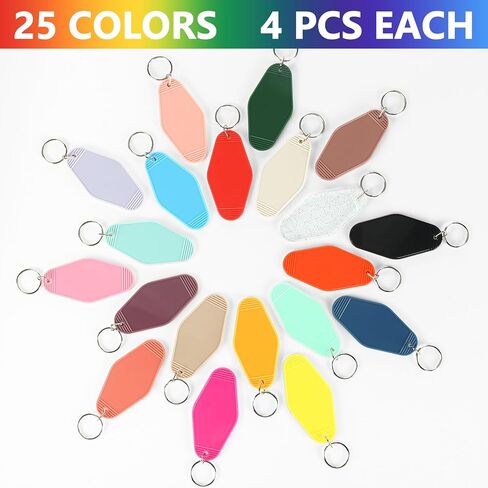 Nosiny 300 PCS فارغ موتيل مفتاح سلسلة 25 ألوان التسامي سلسلة مفاتيح الفندق تشمل 100 سلاسل مفتاح الفندق العتيق in Saudi Arabia