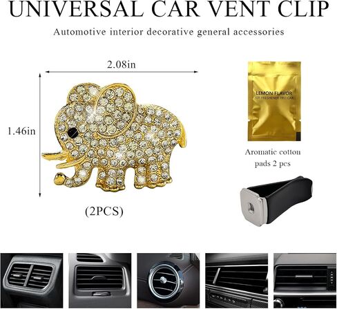 2 PCS CAR CAR CAR CAR CLIP ، Crystal Heart Air Air Criteners Diffuser Diffuser Clip ، Rhinestone Air Conference Clip for Women Girls ، Interior Decor Car Accessories (Heart ، Blue) in Saudi Arabia