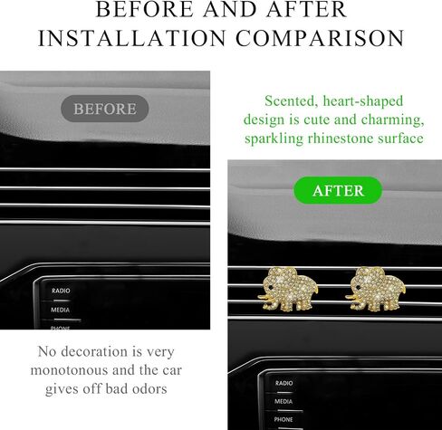 2 PCS CAR CAR CAR CAR CLIP ، Crystal Heart Air Air Criteners Diffuser Diffuser Clip ، Rhinestone Air Conference Clip for Women Girls ، Interior Decor Car Accessories (Heart ، Blue) in Saudi Arabia