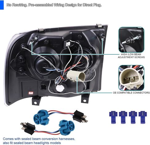 SPEC-D TUNING Jet Black LED Halo Projector Headlights Compatible with 1999-2004 Ford F250 / F350 / F450 / F550 Super Duty, 2000-2004 Ford Excursion US, Left + Right Pair Headlamps Assembly in Saudi Arabia