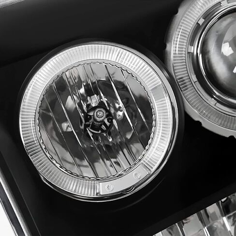 SPEC-D TUNING Jet Black LED Halo Projector Headlights Compatible with 1999-2004 Ford F250 / F350 / F450 / F550 Super Duty, 2000-2004 Ford Excursion US, Left + Right Pair Headlamps Assembly in Saudi Arabia