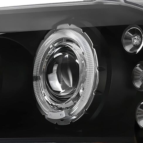 SPEC-D TUNING Jet Black LED Halo Projector Headlights Compatible with 1999-2004 Ford F250 / F350 / F450 / F550 Super Duty, 2000-2004 Ford Excursion US, Left + Right Pair Headlamps Assembly in Saudi Arabia