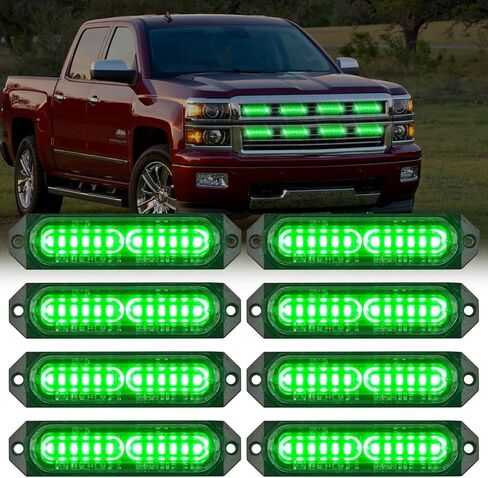 Nilight 8PCS Led Strobe Lights with Controller 12V 24V Sync Feature Amber White Strobe Light 12 LED Surface Mount Emergency Hazard Warning Lights with Strobe Controller for Vehicle Car Truck RV ATV in Saudi Arabia