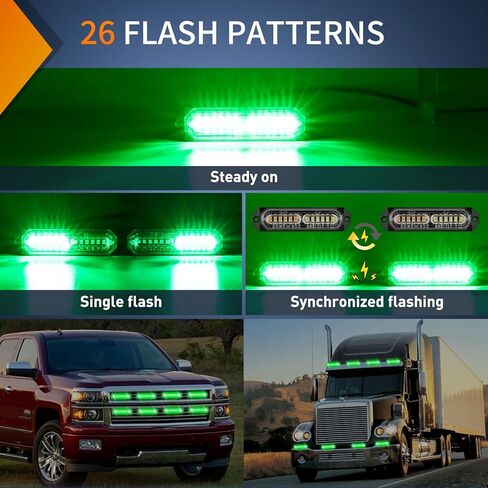Nilight 8PCS Led Strobe Lights with Controller 12V 24V Sync Feature Amber White Strobe Light 12 LED Surface Mount Emergency Hazard Warning Lights with Strobe Controller for Vehicle Car Truck RV ATV in Saudi Arabia