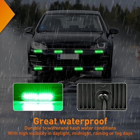 Nilight 8PCS Led Strobe Lights with Controller 12V 24V Sync Feature Amber White Strobe Light 12 LED Surface Mount Emergency Hazard Warning Lights with Strobe Controller for Vehicle Car Truck RV ATV in Saudi Arabia