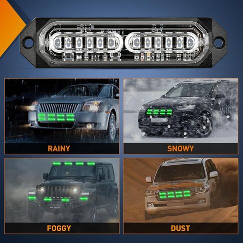 Nilight 8PCS Led Strobe Lights with Controller 12V 24V Sync Feature Amber White Strobe Light 12 LED Surface Mount Emergency Hazard Warning Lights with Strobe Controller for Vehicle Car Truck RV ATV in Saudi Arabia