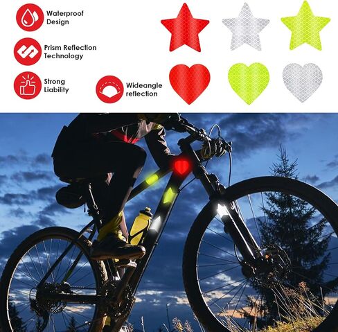 60Pcs Reflective Stickers, 3 Colors Safety Reflective Sticker Waterproof Reflector Tape Sticker for Clothing Vehicle Bicycle Motorcycle in Saudi Arabia
