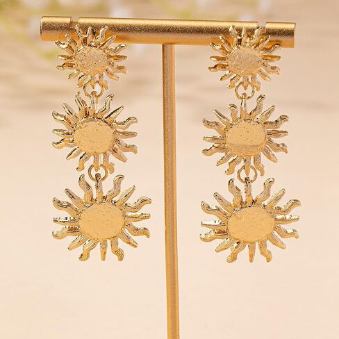 أقراط Gold Gold Sun Sunshine للنساء ، Bohemian Vintage Gold Plated Sunburst Dorp Dangle Stud arcors Prom Party Party Gifts Jewelry Gifts in Kuwait