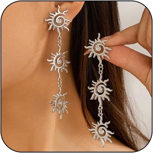 أقراط Gold Gold Sun Sunshine للنساء ، Bohemian Vintage Gold Plated Sunburst Dorp Dangle Stud arcors Prom Party Party Gifts Jewelry Gifts in Kuwait