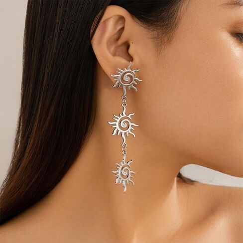 أقراط Gold Gold Sun Sunshine للنساء ، Bohemian Vintage Gold Plated Sunburst Dorp Dangle Stud arcors Prom Party Party Gifts Jewelry Gifts in Kuwait