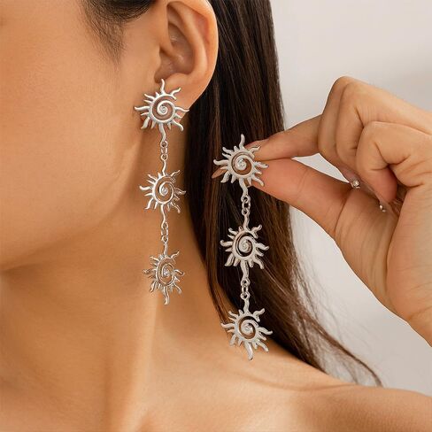 أقراط Gold Gold Sun Sunshine للنساء ، Bohemian Vintage Gold Plated Sunburst Dorp Dangle Stud arcors Prom Party Party Gifts Jewelry Gifts in Kuwait