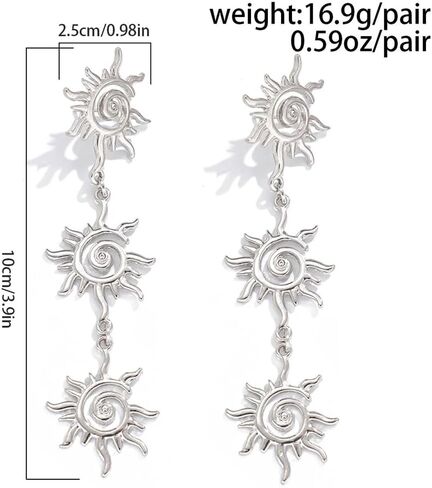 أقراط Gold Gold Sun Sunshine للنساء ، Bohemian Vintage Gold Plated Sunburst Dorp Dangle Stud arcors Prom Party Party Gifts Jewelry Gifts in Kuwait