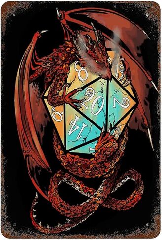 Super Durable Retro Metal Sign D&D Knowledge Dungeons And Dragons Player'S Rules Game Poster Wall Iron Wall Decor Cafe Courtyard Garden Decor Farm House Sign Art Prints 12x16 Inch in Saudi Arabia