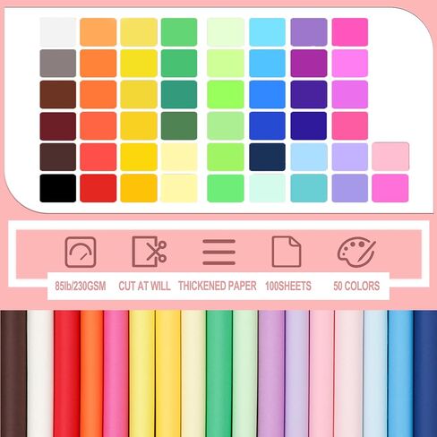 Colored Cardstock - Premium A4 Size Cardstock Paper ، 20 ورقة ، 230 GSM ، 20 لونًا متنوعًا - مثالي للحرف اليدوية DIY ، وصنع البطاقات ، ورواد القصاصات ، واللوازم المكتبية المدرسية in Kuwait