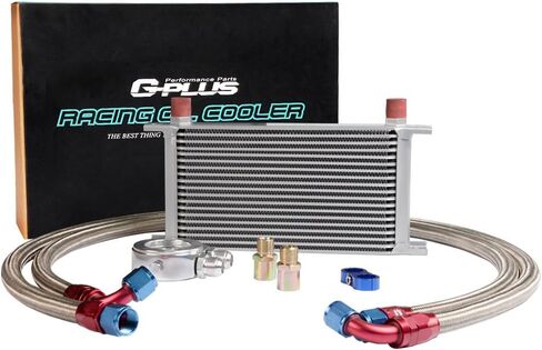 NEW 19Row AN10 Universal Engine Transmission Oil Cooler Kit with Filter Adaptor Hose End,Silver in Saudi Arabia