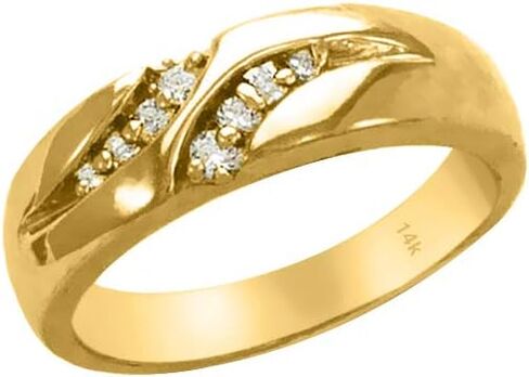 Trio Rings Set 14k Yellow Gold- 3-Piece Wedding Engagement Rings Band for Her and Him - Round Cubic Zirconia CZ for Couple Mens and Women - Anillos de Matrimonio. in Saudi Arabia
