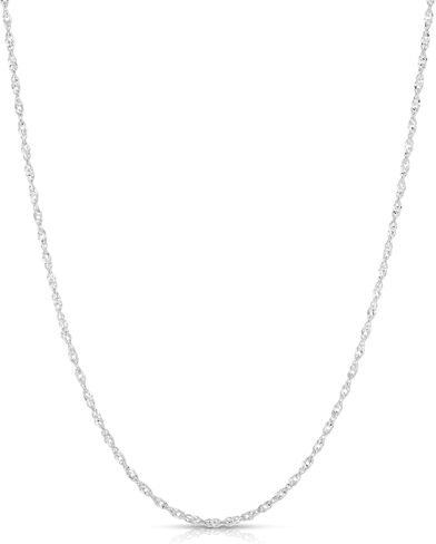 Floreo 14k White Gold .8mm or 1.1mm or 1.3mm or 1.8mm Singapore Chain Necklace in Kuwait