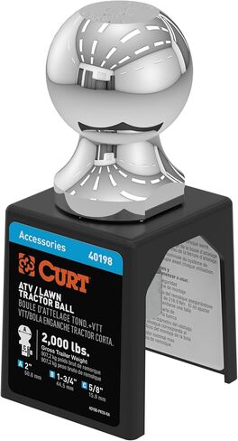Curt 40198 Chrome ATV ، UTV ، كرة جرار العشب ، 2،000 رطل ، قطرها 2 بوصة ، 5/8 × 1-3/4 بوصة شانك in Saudi Arabia
