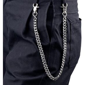 Pants Chain, Heavy Duty Stainless Steel Wallet Chain with Lobster Clasp Hip Hop Pocket Keychain Stylish Punk Gothic Accessory for Men & Women (Silver) in Saudi Arabia