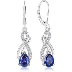 Infinity Love Birthstone Earrings for Women 925 Strling Silver 5A Cubic Zirconia Dangle Drop Leveback Earrings Jewelry Birthday Christmas Day Gifts for Her in Saudi Arabia