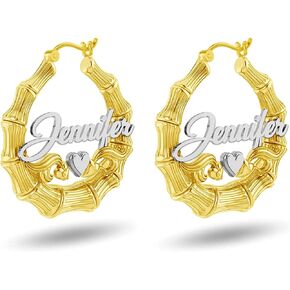 LECALLA 925 Sterling Silver Silver Custom Bamboo Heart أقراط | اثنان من الأطواق الأطواق للسيارات الخيزران للنساء 30،40،50 مم in Kuwait