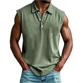 Sleeveless Shirts for Men Big and Tall Henley Shirts Vintage Button Down Tank Tops Summer Relaxed Fit Plain Tshirts in Saudi Arabia