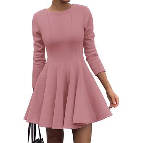 BTFBM Long Sleeve Dress for Women Fall 2025 High Waist Flowy Pleated A Line Party Wedding Guest Dresses Business Casual in Kuwait