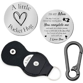 Pocket Hug Token Double Sided Engraved Inspirational Gift Leather Keychain Keepsake for MenWomen in Kuwait