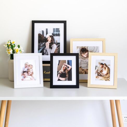 11x14 مجموعة إطار صورة من 4 ، إطارات صور خشبية طبيعية 11 × 14 مع الزجاج plexi ، عرض 8x10 مع حصيرة أو 11x14 بدون حصيرة ، شاشة الطاولة أو شنق الجدار. in Saudi Arabia